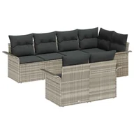 Meble ogrodowe - Zestaw Mebli Ogrodowych Szare z Poduszkami Komplet Wypoczynkowy Technorattan Meble Ogrodowe Na Taras Balkon Ogród - miniaturka - grafika 1