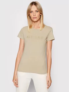 Koszulki i topy damskie - Guess T-Shirt V2RI08 K8HM0 Beżowy Regular Fit - grafika 1