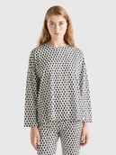 Bluzki damskie - Benetton Bluzka w kolorze biało-czarnym - miniaturka - grafika 1