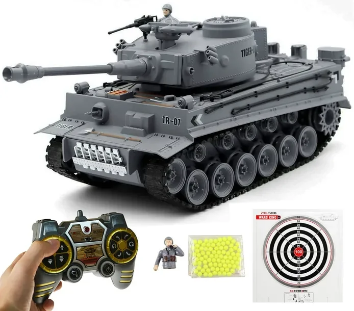 Czołg Zdalnie Sterowany Rc Tiger Skala 1:18 Strzela Dymi + Tarcza