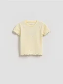 Bluzki dla niemowląt - Reserved - Bawełniany T-shirt z haftem - żółty - miniaturka - grafika 1
