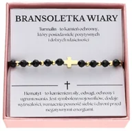 Bransoletki - Bransoletka różaniec z turmalinem i hematytem BRANSOLETKA WIARY Z INTENCJĄ - miniaturka - grafika 1