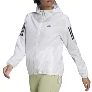 Kurtka adidas Own The Run Hooded Windbreaker HB9369 - biała - Kurtki i kamizelki sportowe damskie - miniaturka - grafika 1