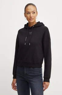 Armani Exchange bluza damska kolor czarny z kapturem z aplikacją XW000007 AF10172 - Bluzy damskie - miniaturka - grafika 1
