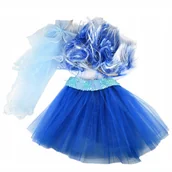 Dodatki do strojów karnawałowych - Strój Karnawałowy Dla Dziewczynki Przebranie Niebieska Peruka Spódniczka - miniaturka - grafika 1