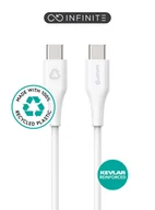 Kable USB - EStuff INFINITE Kabel USB-C 1m Biały. Plastik z recyklingu. USB 2.0. Obsługuje 480 Mb/s danych ~ 5V/2.4A ładowania - miniaturka - grafika 1