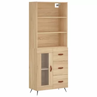 Witrynka, dąb sonoma, 69,5x34x180 cm, materiał drewnopochodny Lumarko! - Witryny - miniaturka - grafika 3