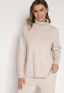 Swetry damskie - Beżowy Golf w Klasycznym Stylu Linagela - miniaturka - grafika 1