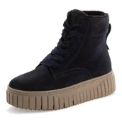 Botki damskie - Tamaris Damskie sztyblety Lace Boot Flat 1-25267-45, granatowe, 41 EU, grantowy, 41 EU - miniaturka - grafika 1