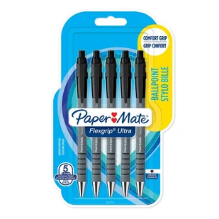 Papermate Flexgrip Ultra Czarny Przyciskany długopis Średni 5 szt. - Długopisy - miniaturka - grafika 1