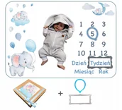 Koce i narzuty dla dzieci - Mata do zdjęć dla chłopca, kocyk + dwie ramki, Gotowy prezent w eko pudełku - miniaturka - grafika 1