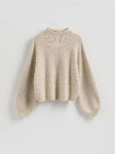 Reserved - Sweter z bufiastymi rękawami - beżowy - Swetry damskie - miniaturka - grafika 1