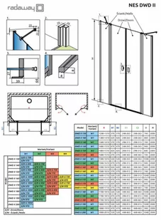 Radaway Nes DWD II Drzwi prysznicowe wnękowe 130x200 cm profile chrom szkło przezroczyste EasyClean 10037073-01-01/10041057-01-01 - Ścianki i drzwi prysznicowe - miniaturka - grafika 1