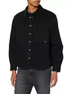 Koszule męskie - Calvin Klein Jeans Męska koszula dżinsowa Linear, Czarny jeans, XS - miniaturka - grafika 1