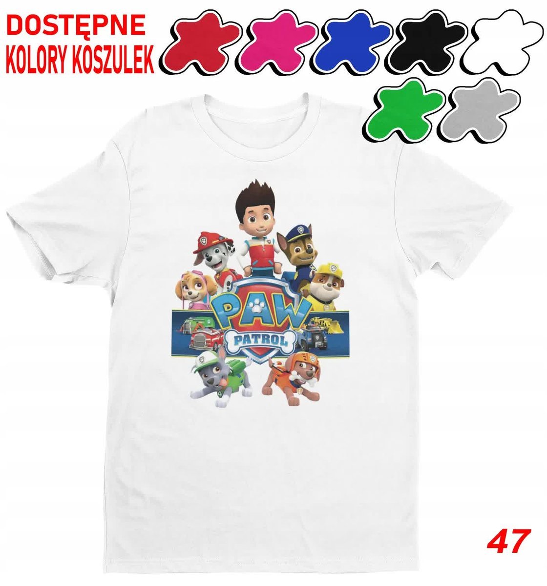 Dziecięca Koszulka Z Nadrukiem Psi Patrol Duży Wybór -L 146-152