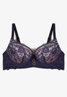 Biustonosze - Granatowo-Różowy Biustonosz Push Up Ozdobiony Koronką Temirenna - Renee - miniaturka - grafika 1