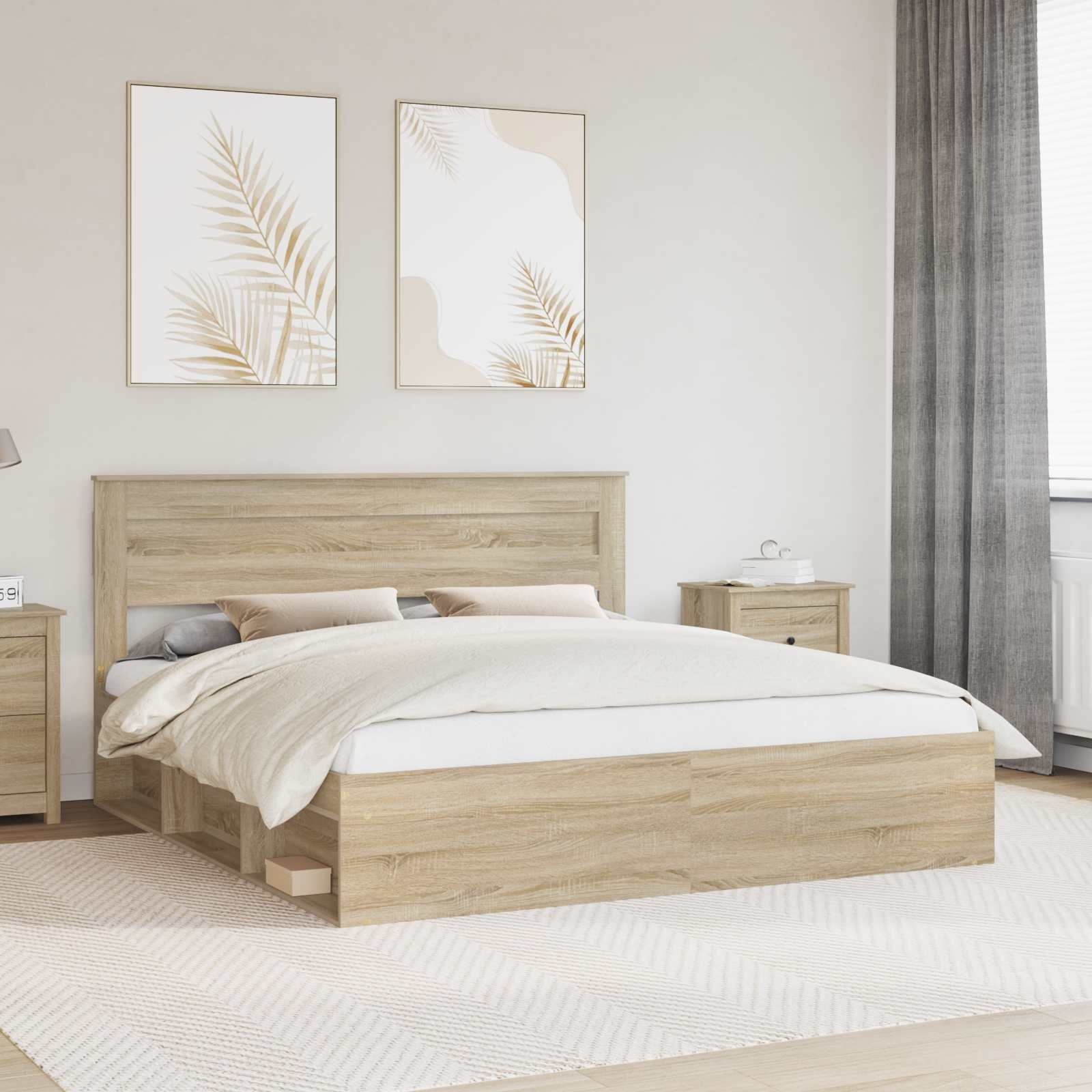 vidaXL Ramka łóżka Sonoma Lekka rama łóżka z sosny 200 x 200 cm
