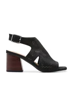 Sandały damskie - Clarks Skórzane sandały "Siara" w kolorze czarnym na obcasie - miniaturka - grafika 1