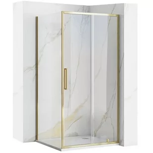Złota szczotkowana kabina prysznicowa narożna rozsuwana 100x90 Rapid Slide Rea - Kabiny prysznicowe - miniaturka - grafika 1