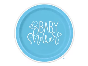 Talerzyki na baby shower błękitne - 23 cm - 8 szt. - Dekoracje i nakrycia stołu na imprezę - miniaturka - grafika 1