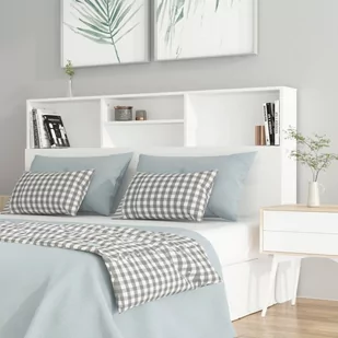 Lumarko Wezgłowie łóżka z półkami, białe, 160x19x103,5 cm - Inne meble do sypialni - miniaturka - grafika 1