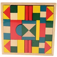 Układanki dla dzieci - KLOCKI DREWNIANE EDUKACYJNA UKŁADANKA GEOMETRYCZNA KOLOROWE FIGURY - miniaturka - grafika 1