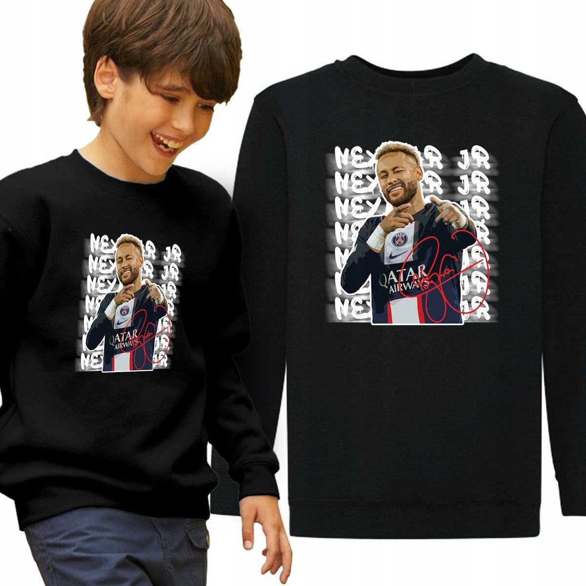 BLUZA DZIECIĘCA Czarna Na Prezent Dla Fana Piłkarzy NEYMAR JR Wz - 152