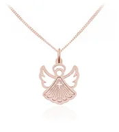 Biżuteria religijna - Naszyjnik Aniołek z Krzyżykiem - Pamiątka Chrztu - rose gold - miniaturka - grafika 1