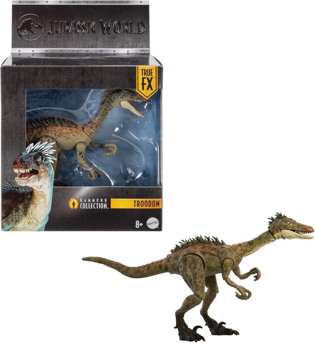 figurka jurassic WORLD HAMMOND COLLECTION DINOZAUR TROODON SZKLANE OCZY