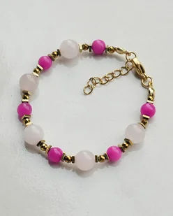 Bransoletka z kwarcu różowego i jadeitu - Bransoletki Bransoletka z kwarcu różowego i jadeitu - Bransoletki - miniaturka - grafika 1