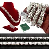 Naszyjniki męskie - GRUBY MĘSKI ŁAŃCUCH SREBRNY SPLOT KRÓLEWSKI PRÓBA 925 ORYGINALNY 65cm/10mm - Golden Celebrity - miniaturka - grafika 1