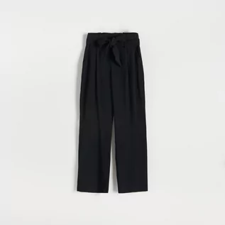 Spodnie damskie - Reserved - Spodnie palazzo z wiskozy - Czarny - grafika 1
