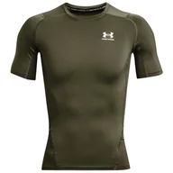 Koszulki sportowe męskie - Męska koszulka Under Armour HG Armour Comp SS Rozmiar: L / Kolor: ciemnozielony - miniaturka - grafika 1
