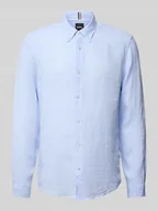 Koszule męskie - Koszula lniana o kroju regular fit z kołnierzykiem typu button down - miniaturka - grafika 1