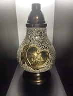 Lampiony i znicze - Znicz Lampion Premium Karafa Witraż Dekor Złote Serce Z Aniołkiem - miniaturka - grafika 1