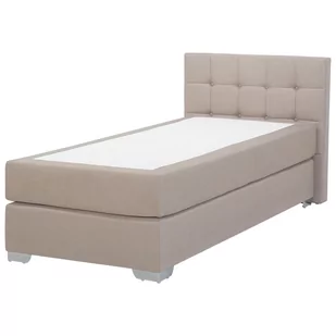 Beliani Łóżko kontynentalne tapicerowane beżowe 90 x 200 cm ADMIRAL - Łóżka - miniaturka - grafika 1