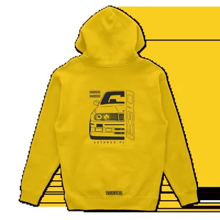 Bluza z kapturem przód BMW E30 żółta-L - Odzież do sportów motorowych - miniaturka - grafika 1