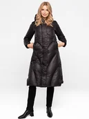 Płaszcze damskie - DŁUGI PUCHOWY PŁASZCZ DAMSKI Z UKOŚNYM PIKOWANIEM - miniaturka - grafika 1