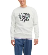Bluzy męskie - Bestseller A/S Męska bluza Jorsilverlake Sweat Crew Neck, Biały melanż/nadruk: nadruk, XXL - miniaturka - grafika 1