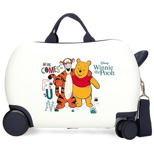 Joumma Disney Kubuś Puchatek Walizka Dziecięca Biała 45 x 31 x 20 cm Twardy ABS 24,6L 1,8 kg 4 Koła Bagaż Ręczny, biała, walizka dziecięca
