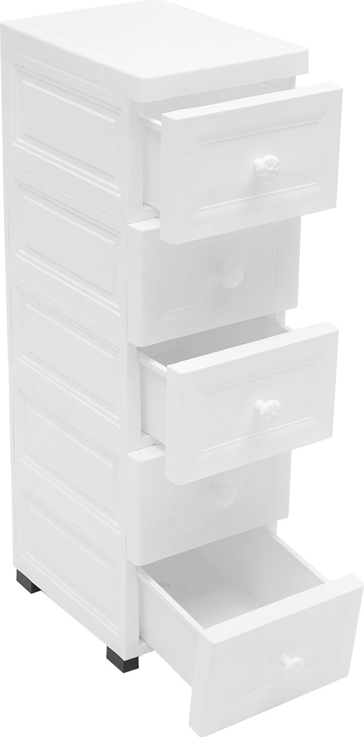 Szafki na kółkach 5 szuflad Wózek łazienkowy Szafka łazienkowa biała