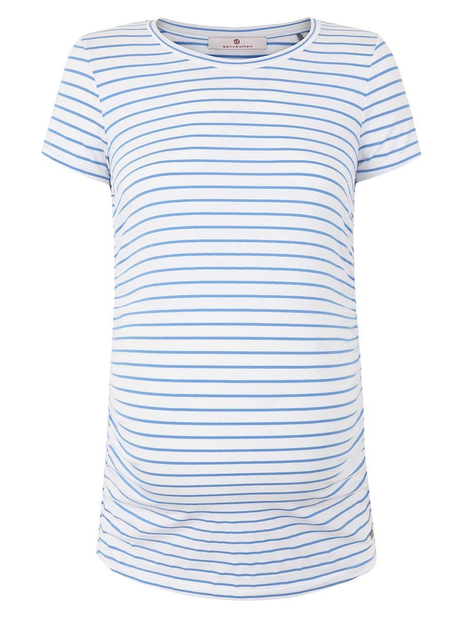 Damski t-shirt ciążowy w paski niebieski Bellybutton Maternity, r.XS