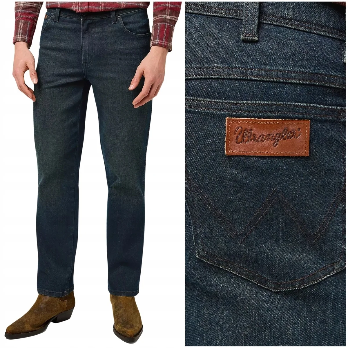 Wrangler Texas Polar Grey klasyczne ciemne proste spodnie jeansowe W32 L34