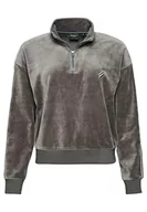 Bluzy damskie - Superdry Code SL Velour Henley Bluza damska, Grey Quartz, 40 - miniaturka - grafika 1