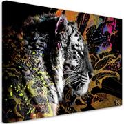 Obrazy i zdjęcia na płótnie - Obraz na płótnie, Tygrys na kolorowym tle (Rozmiar 90x60) - miniaturka - grafika 1