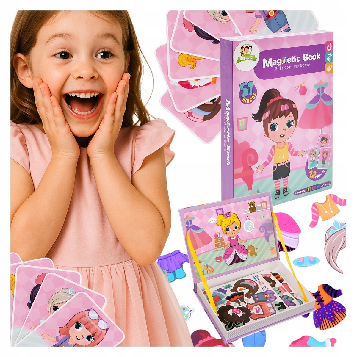 Zabawka KSIAŻKA MAGNETYCZNA edukacyjna UKŁADANKA przebieranki MODA 51 el