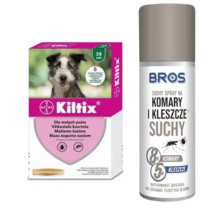 Bayer BAYER Kiltix Obroża dla małych psów 38 cm + BROS suchy spray na komary i kleszcze 90ml 46976-uniw - Artykuły przeciw pasożytom - miniaturka - grafika 1