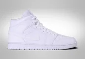 Koszykówka - NIKE AIR JORDAN 1 RETRO MID TRIPLE WHITE 2.0 - miniaturka - grafika 1