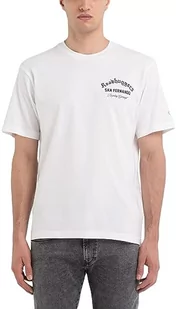Replay Męski T-shirt z krótkim rękawem, okrągły dekolt, z nadrukiem z tyłu, Natural White 011, 3XL - Koszulki męskie - miniaturka - grafika 1