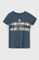 Koszulki dla dziewczynek - Guess t-shirt dziecięcy kolor niebieski - miniaturka - grafika 1